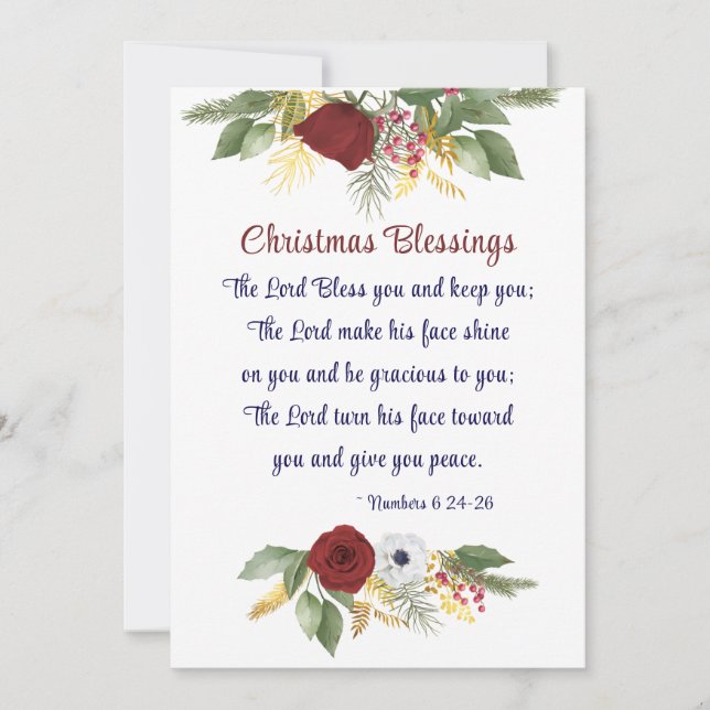 Cartes Pour Fêtes Annuelles Noël Béni Seigneur Béni Vous Bible Verse Plat (Devant)