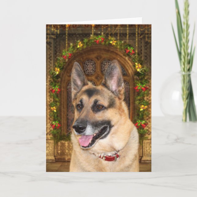 Cartes Pour Fêtes Annuelles Noël berger allemand (Devant)