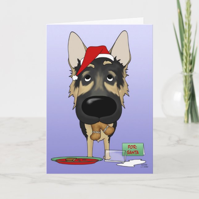 Cartes Pour Fêtes Annuelles Noël berger allemand (Devant)