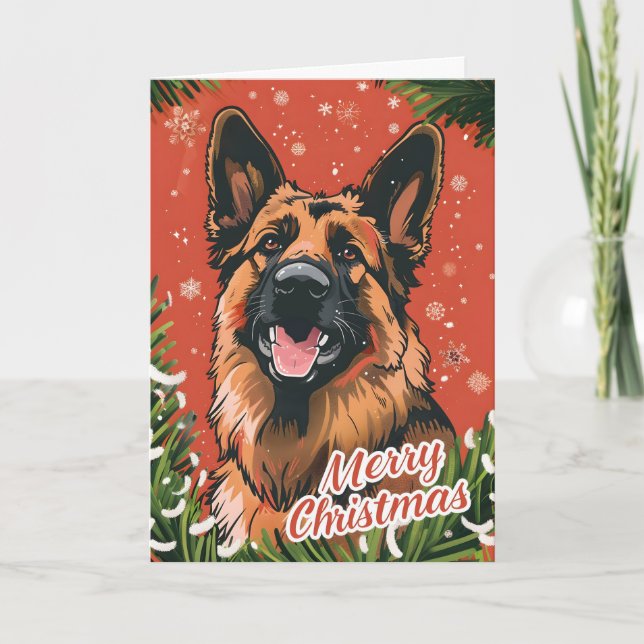 Cartes Pour Fêtes Annuelles Noël berger allemand (Devant)
