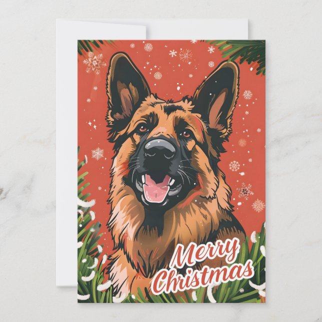Cartes Pour Fêtes Annuelles Noël berger allemand (Devant)