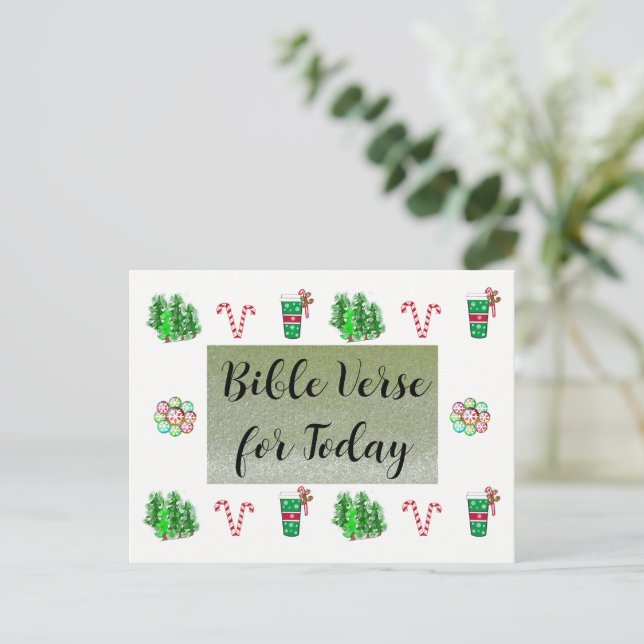 Cartes Pour Fêtes Annuelles Noël Bible Verset Aujourd'hui Faux Parties scintil (Debout devant)