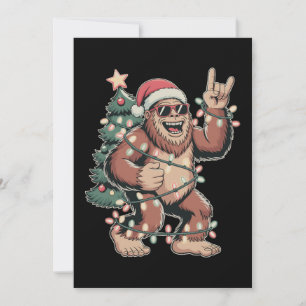 Cartes Pour Fêtes Annuelles Noël Bigfoot Sasquatch Chapeau de Père Noël Arbre