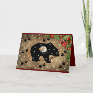 Cartes Pour Fêtes Annuelles Noël Black Oear Bald Eagle Wilderness 