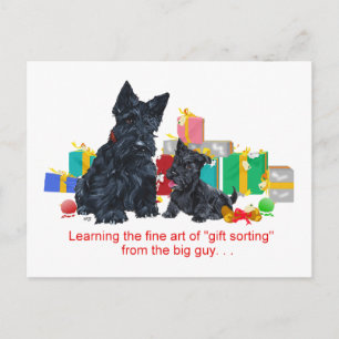 Cartes Pour Fêtes Annuelles Noël Black Scottie et chiot