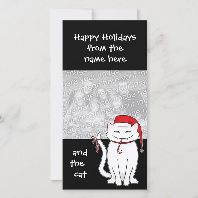 Cartes Pour Fêtes Annuelles Noël blanc bratty kitty famille de vacances (Devant)