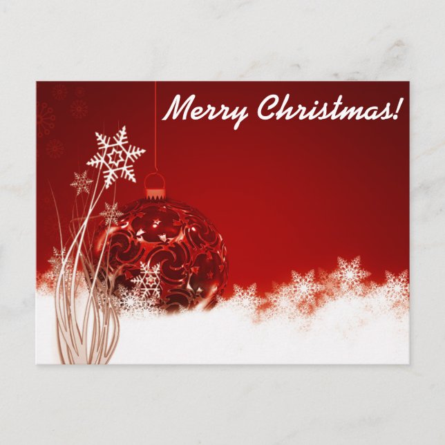 Cartes Pour Fêtes Annuelles Noël blanc et rouge élégant (Devant)