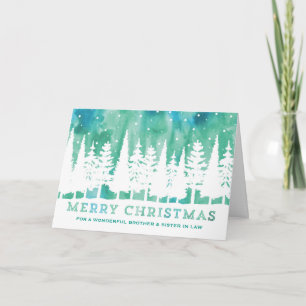 Cartes Pour Fêtes Annuelles Noël bleu de frère et de belle-soeur d'aquarelle