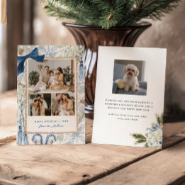 Cartes Pour Fêtes Annuelles Noël Bleu Hiver, Trois Photos