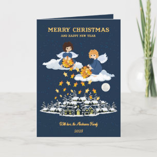 Cartes Pour Fêtes Annuelles Noël bleu or mignon petit ange photo