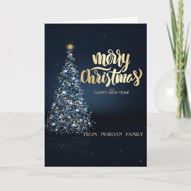 Cartes Pour Fêtes Annuelles Noël bleu sapin (Devant)