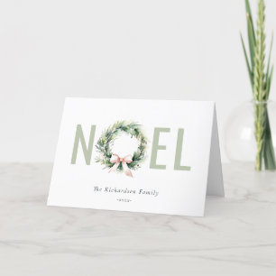 Cartes Pour Fêtes Annuelles Noel Blush Vert Noël Wreath Aquarelle