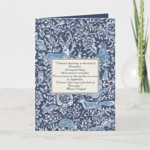 Cartes Pour Fêtes Annuelles Noël Bois Animaux Bleu Poème d'hiver Personnalisé