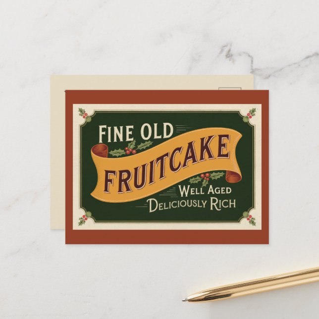 Cartes Pour Fêtes Annuelles Noël bon vieux fruitcake (Devant/Arrière en situation)