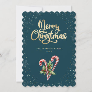 Cartes Pour Fêtes Annuelles Noël Bonbons Cannes Houx Baies de Noël