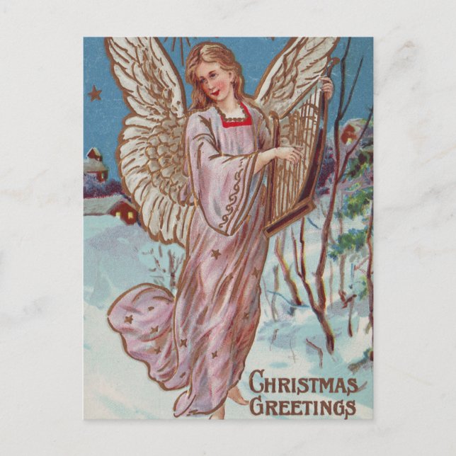Cartes Pour Fêtes Annuelles Noël Bonjour Angel (Devant)