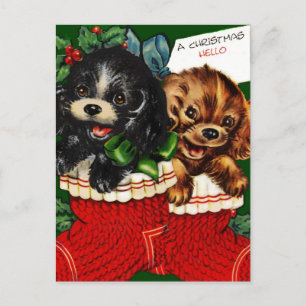 Cartes Pour Fêtes Annuelles Noël Bonjour Puppies