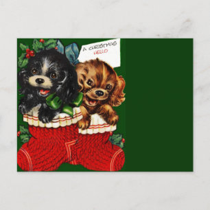 Cartes Pour Fêtes Annuelles Noël Bonjour Puppies