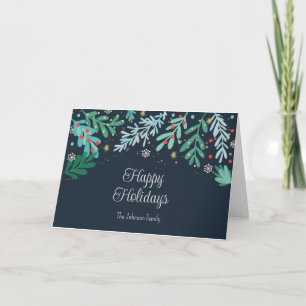Cartes Pour Fêtes Annuelles Noël botanique dessiné à la main 