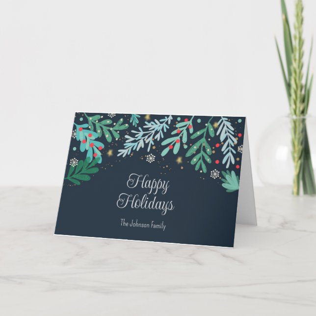 Cartes Pour Fêtes Annuelles Noël botanique dessiné à la main  (Devant)