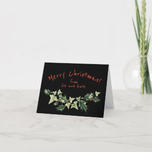 Cartes Pour Fêtes Annuelles Noël botanique Holly et Ivy personnalisé