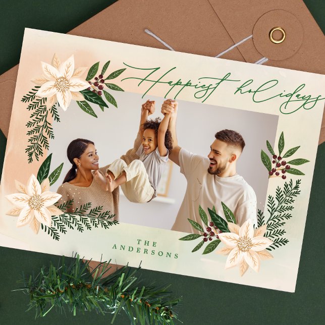 Cartes Pour Fêtes Annuelles Noël botanique moderne Photo (Créateur téléchargé)