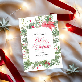 Cartes Pour Fêtes Annuelles Noël botanique Poinsettia, Pine & Holly