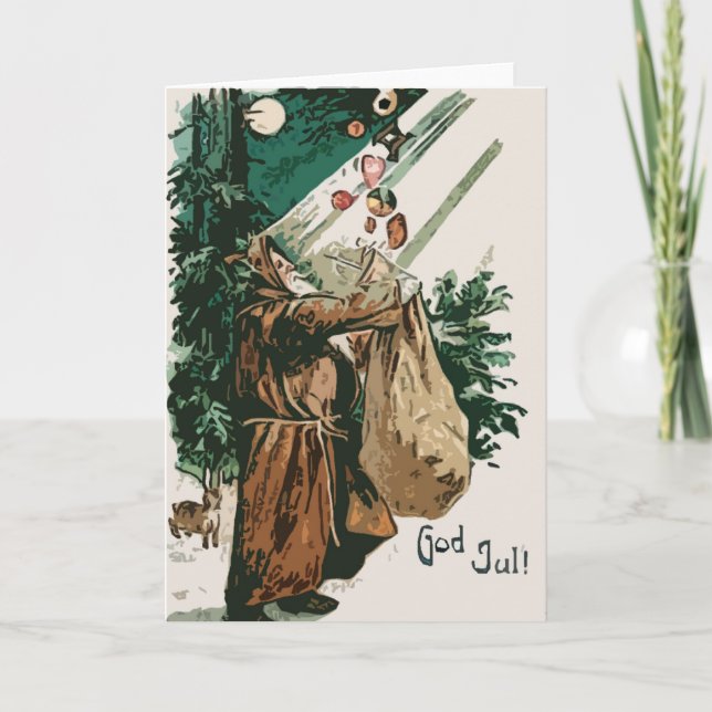 Cartes Pour Fêtes Annuelles Noël Brown du père noël de robe longue (Devant)
