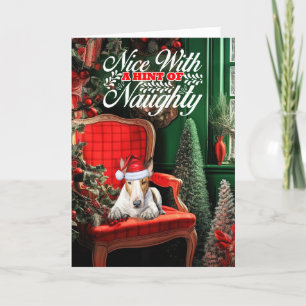 Cartes Pour Fêtes Annuelles Noël Bull Terrier Chien Naughty ou Nice
