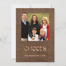 Cartes Pour Fêtes Annuelles Noël Burlap Antler Motif Photo de famille