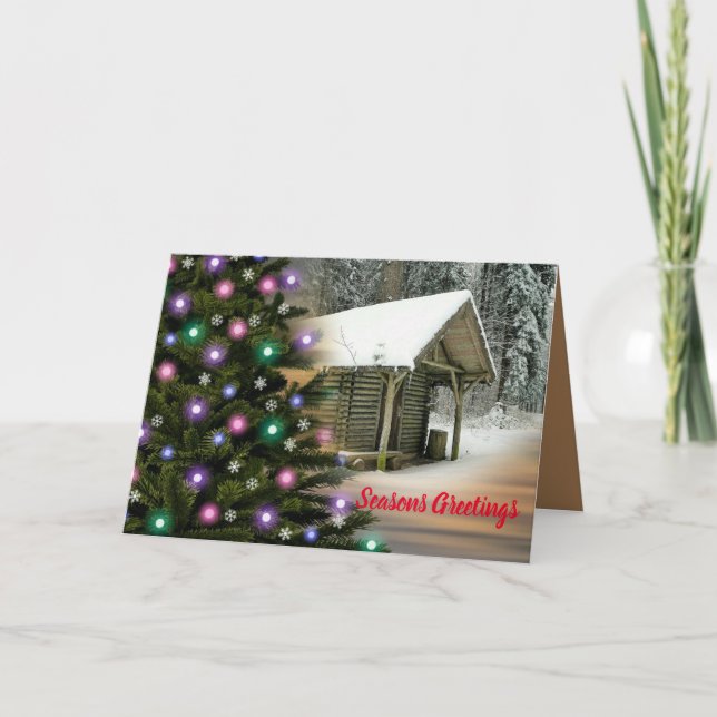 Cartes Pour Fêtes Annuelles Noël Cabine rustique (Devant)