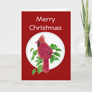 Cartes Pour Fêtes Annuelles Noël Cardinal Bird Nature Faune, Aquarelle