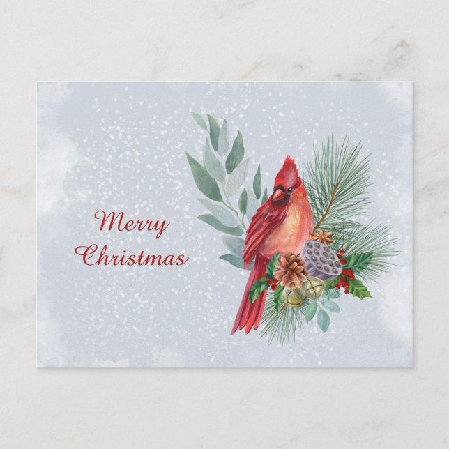 Cartes Pour Fêtes Annuelles Noël Cardinal Rouge Business Aquarelle (Devant)