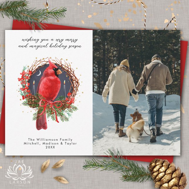 Cartes Pour Fêtes Annuelles Noël Cardinal Yule Solstice Photo de vacances (Créateur téléchargé)