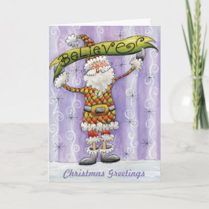 Cartes Pour Fêtes Annuelles Noël Caricature mignonne, je crois en Père Noël