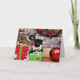 Cartes Pour Fêtes Annuelles Noël - Carlin - Daisy Mae et Lily Lou