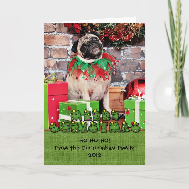 Cartes Pour Fêtes Annuelles Noël - carlin - lis Lou (Devant)