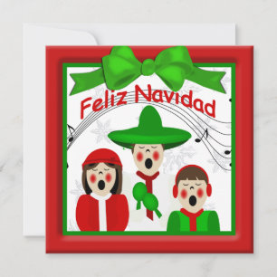 Cartes Pour Fêtes Annuelles Noël Carolers Mexicains Salutation familiale