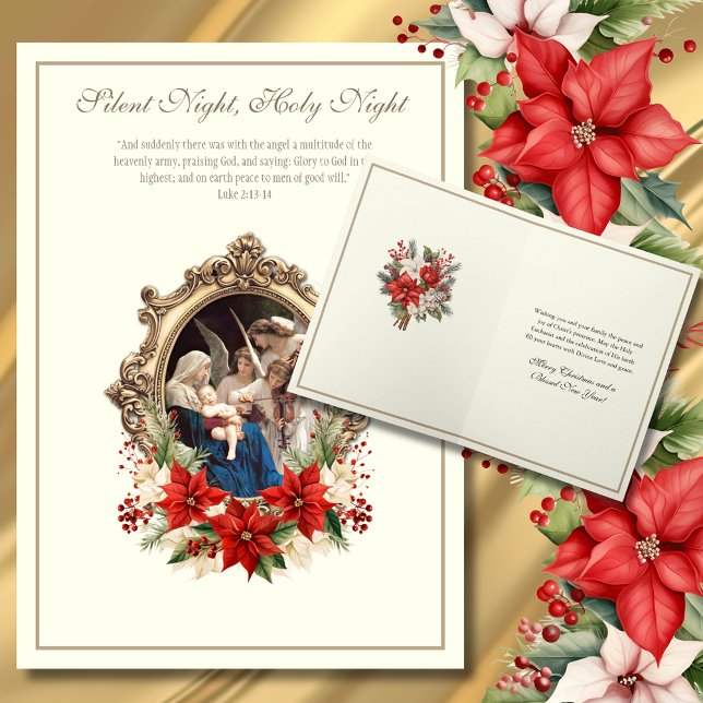 Cartes Pour Fêtes Annuelles Noël catholique Mary Angels jouant de la musique (Créateur téléchargé)