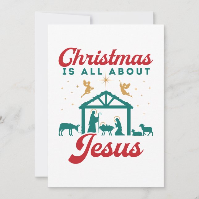Cartes Pour Fêtes Annuelles Noël, c'est la scène de la Nativité Jésus (Devant)
