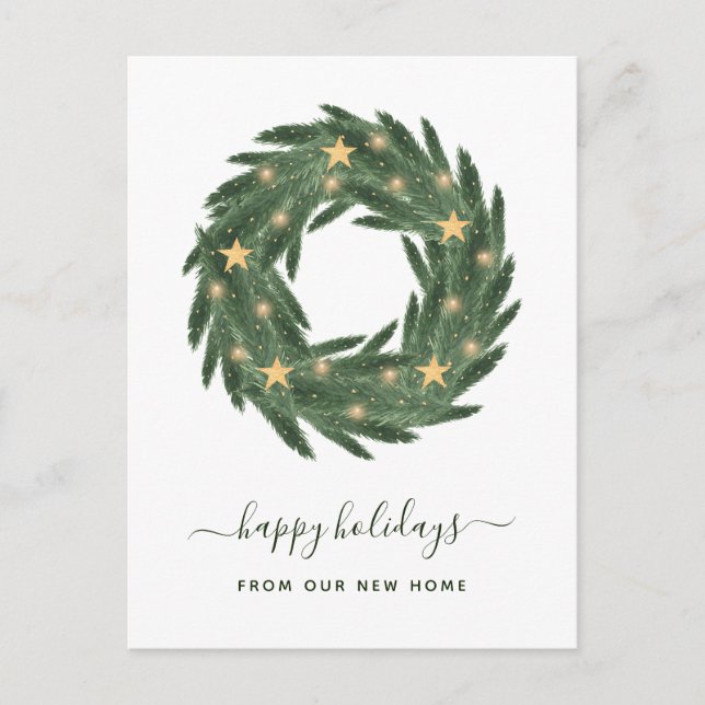 Cartes Pour Fêtes Annuelles Noël Changement d'adresse Serrure avec étoiles d'o (Devant)