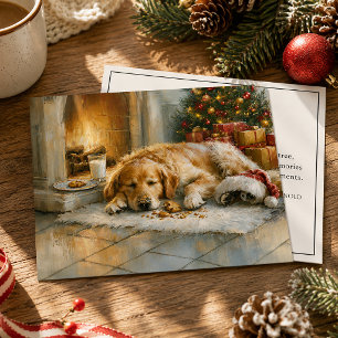 Cartes Pour Fêtes Annuelles Noël Cheminée Golden Retriever