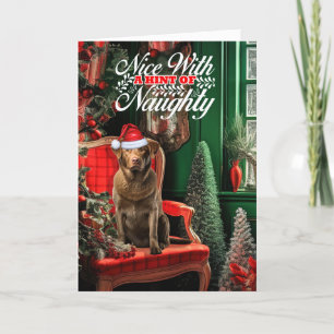 Cartes Pour Fêtes Annuelles Noël Chesapeake Bay Retriever Naughty ou Nice