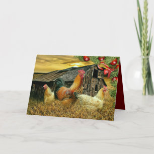 Cartes Pour Fêtes Annuelles Noël Chez Les Poulets Coop Rooster Hens
