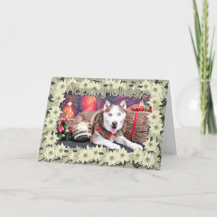 Cartes Pour Fêtes Annuelles Noël - chien de traîneau sibérien - ami
