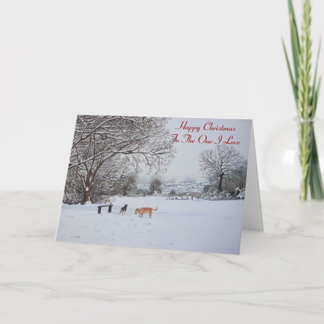Cartes Pour Fêtes Annuelles Noël chien neige paysage paysage pittoresque (Devant)
