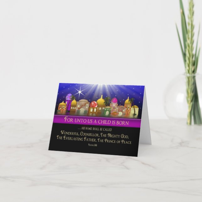 Cartes Pour Fêtes Annuelles Noël chrétien - Bethléem Isaïe 9:6 - Étoile (Devant)