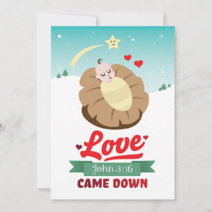 Cartes Pour Fêtes Annuelles Noël chrétien Jean 3:16 L'amour est tombé Jésus