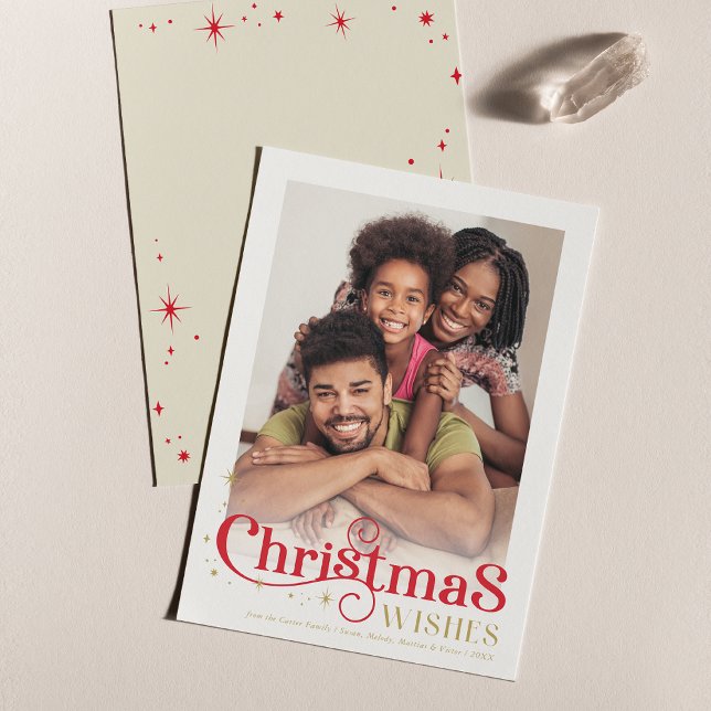 Cartes Pour Fêtes Annuelles NOËL CITE PHOTO stylisée typographie rouge (Créateur téléchargé)