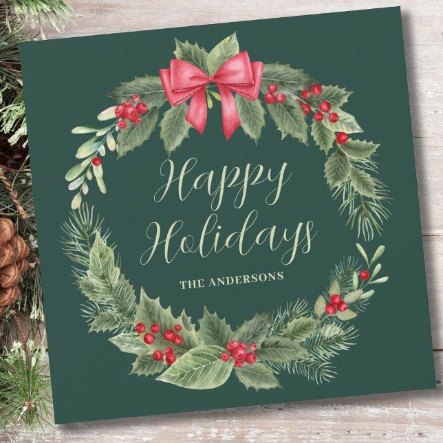 Cartes Pour Fêtes Annuelles Noël classique de la couronne verte (Créateur téléchargé)